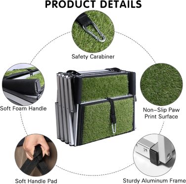 Рампа для собак DGSL - широка 4-ступенева драбина для авто/ВАН, складана, з антиковзким покриттям, для великих собак, SUV, бокова дверцята та ліжко (зелена, 42 см)