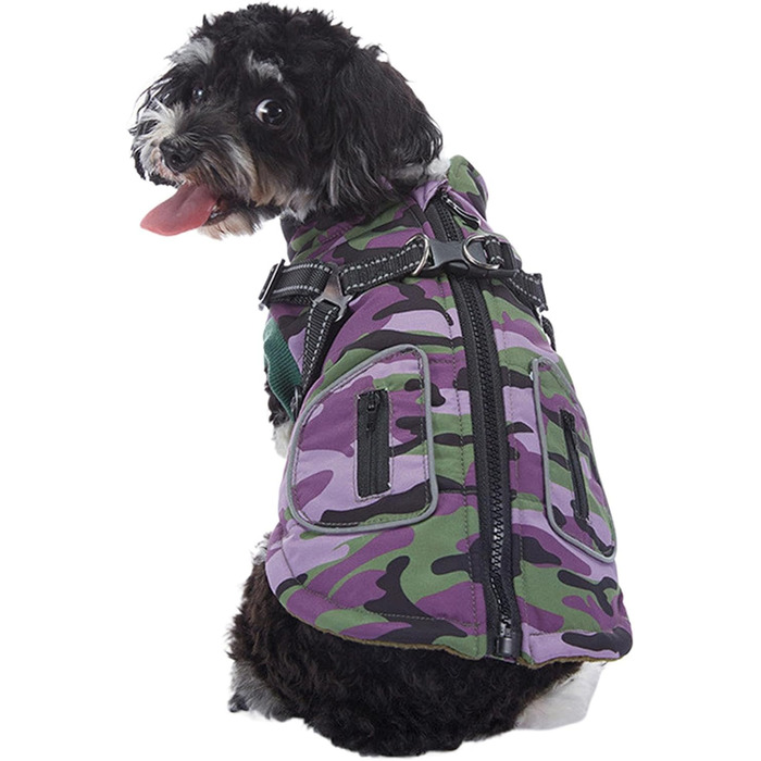 Зимовий теплий куртка для собак, світловідбиваючий, для цуценят та собак середніх та великих порід (фіолетовий, L)