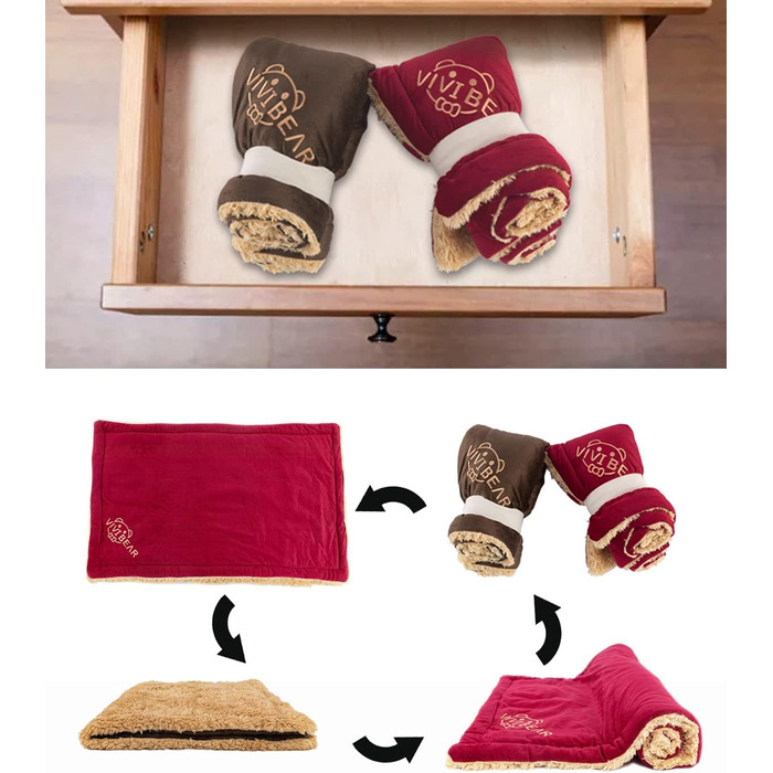 Килимок для собак Comfy, великі породи - миючий, плюшевий, стильний, лежанка для собак, ковдра, двосторонній (110x70 см) - 2 шт (червоний)