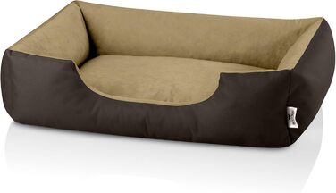 Ліжко для собак BedDog XL - м'яке ліжко-корзина для середніх собак, коричнево-бежеве, 100 x 85 x 23 см, знімний чохол