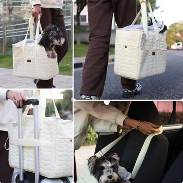 Сумка-переноска для собак та котів, велика, кремового кольору, 41 x 18 x 30 см