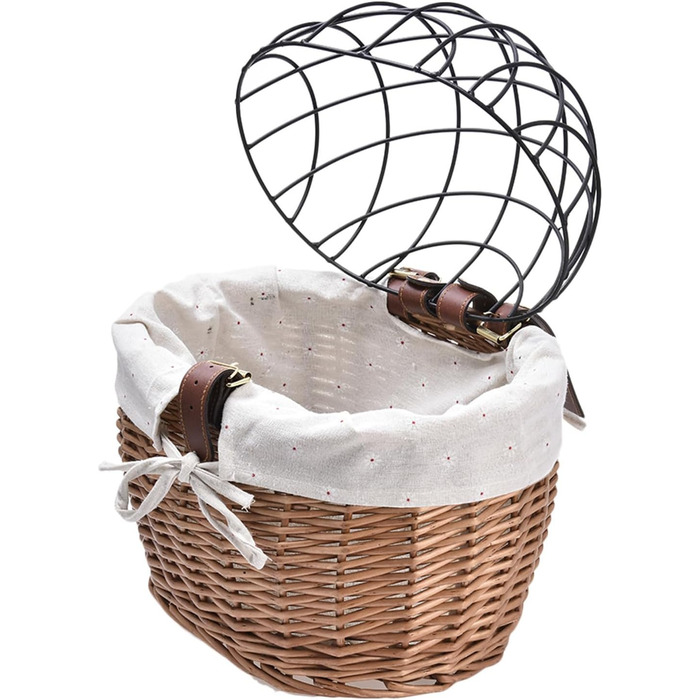 Плетенний велосипедний кошик для тварин з сіткою | Знімний кошик на кермо для собак та котів, зручний, безпечний, для подорожей