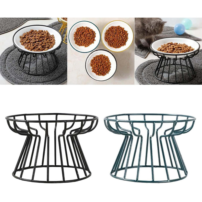 Підвищений миска для котів LOVIVER 2 шт. з кераміки, проти блювоти, захист шийного відділу хребта, неслизький, на підставці