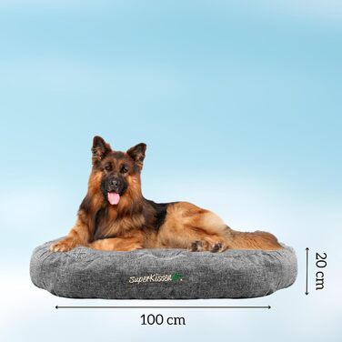 Лежанка для собак середніх порід SuperKissen24 - водонепроникна лежанка для котів - лежанка для собак з антикіготного матеріалу - антиалергенна та протиковзна - 60 x 14 см, сірий колір (L)