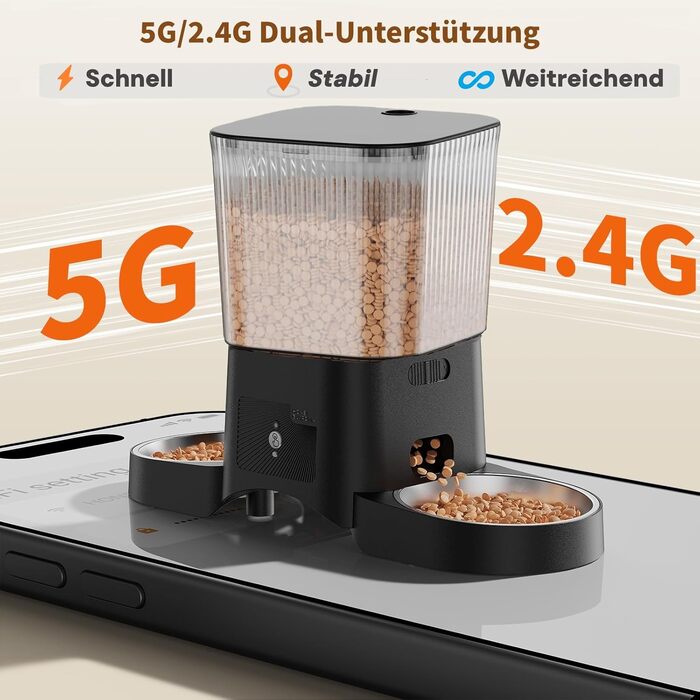 Автоматичний годівник для котів та собак HoneyGuardian з Wi-Fi, 2 миски, 3.5л, APP-керування