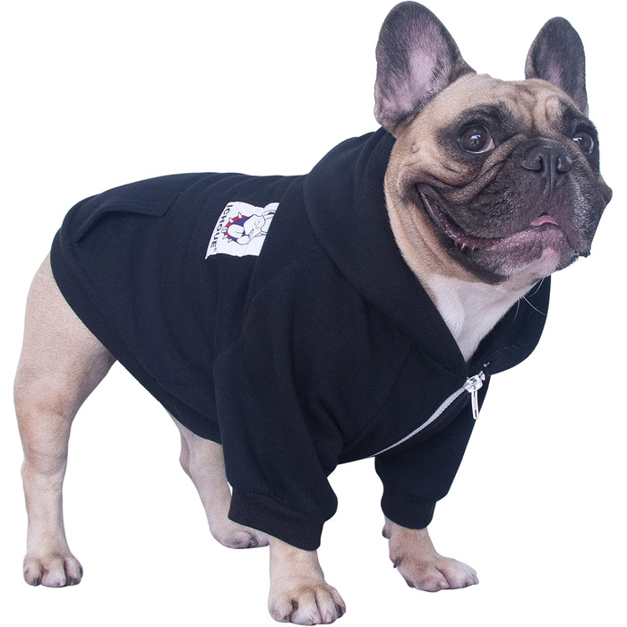 Світшот для собак iChoue: теплий худі з капюшоном та блискавкою, бавовна, сірий (XXL, чорний)