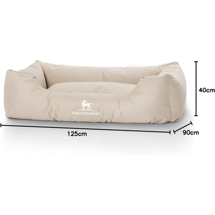 Лягу для собак Knuffelwuff Finlay XXL з нейлону, 120 x 85 см, бежевий - зручне собаче ліжко з високими бортиками та знімним чохлом - легко мити - для великих, середніх та маленьких собак