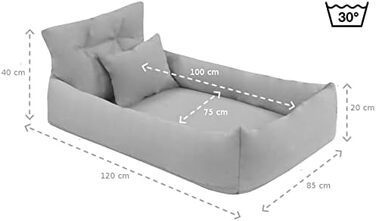 Ортопедичне ліжко для собак Juelle з штучної шкіри, диван для великих собак з ортопедичним матрацом, знімний чохол, машинне прання, Hugo L-XXL (120x85 см, Чорний)