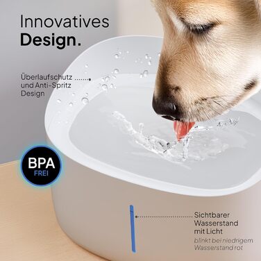 Джерело питної води для собак Pretty PAW® 7л з LED та фільтром | Безпечний, тихий, легко чистити | Білий