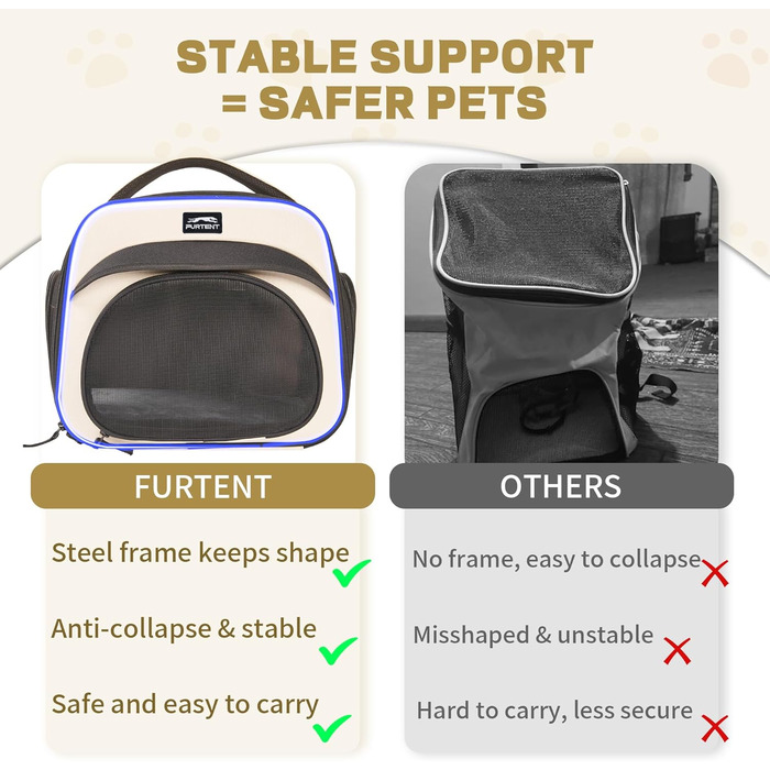 Сумка-переноска для маленьких тварин, складна, з мотузкою, для цуценят, кошенят, морських свинок (до 3,6 кг), для подорожей, піших прогулянок (Бежева)