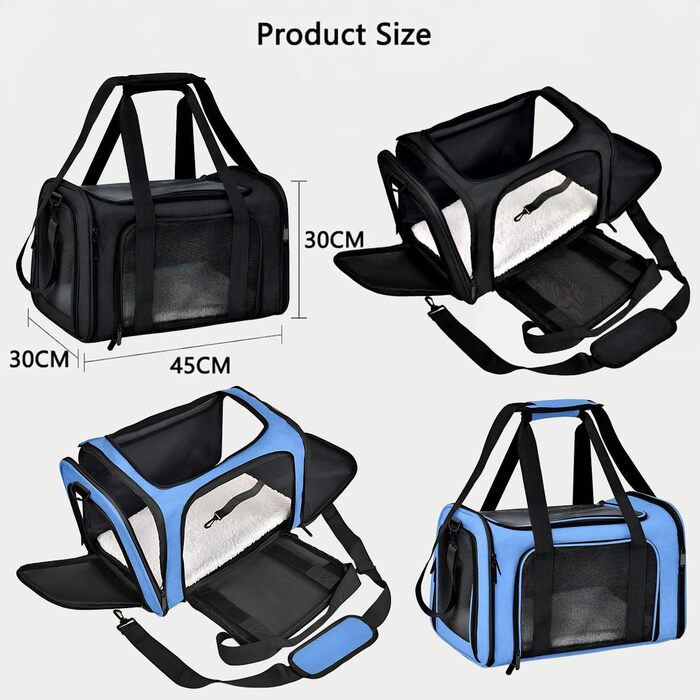 Транспортна сумка HOCLAUHO для кота та собаки, велика, портативна, складна, дихаюча, для подорожей, чорна