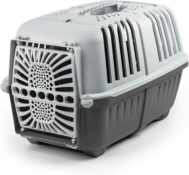 Транспортна переноска для собак Lionto, 55x36x36 см, сіра, для собак, котів та дрібних тварин до 15 кг, з ручкою та надійним замком