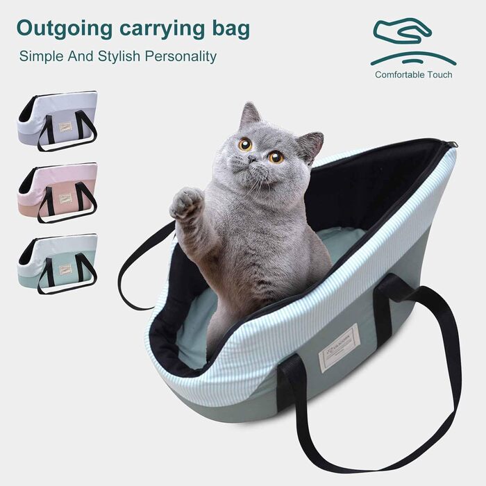 PETCUTE Сумка-переноска для собак, дихаюча, з ременем безпеки та знімним підкладом, до 10 кг, для собак, котів (світло-зелена)