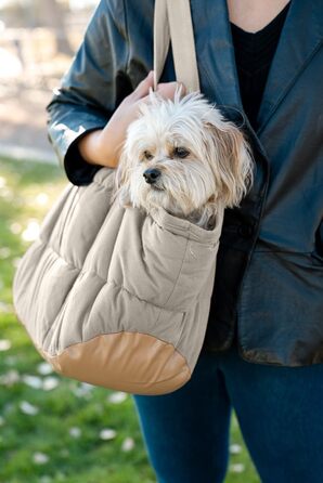 NoblePup Сумка-переноска для тварин, м'яка, плюшева, з надійним кріпленням, легка, для маленьких собак та цуценят, кремового кольору