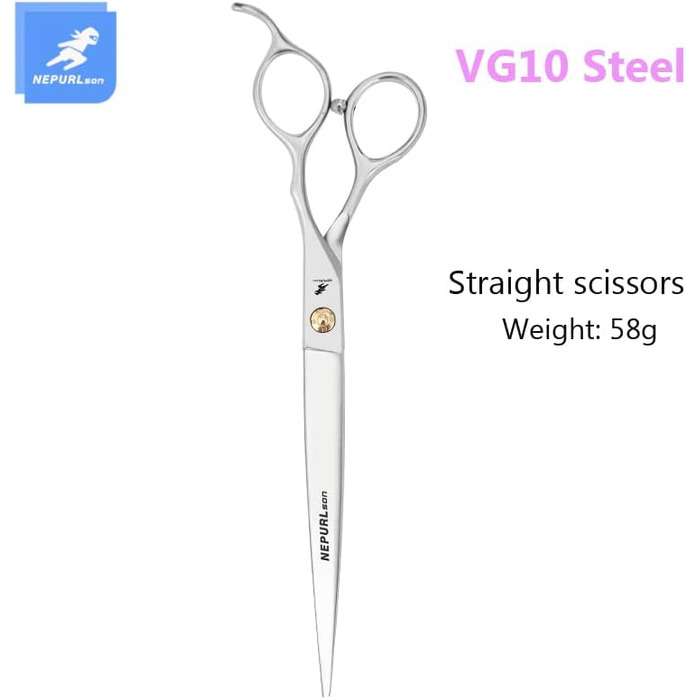 Набір професійних ножиць для грумінгу домашніх тварин 19,1 см: прямі, зігнуті, філірувальні, з нержавіючої сталі VG10