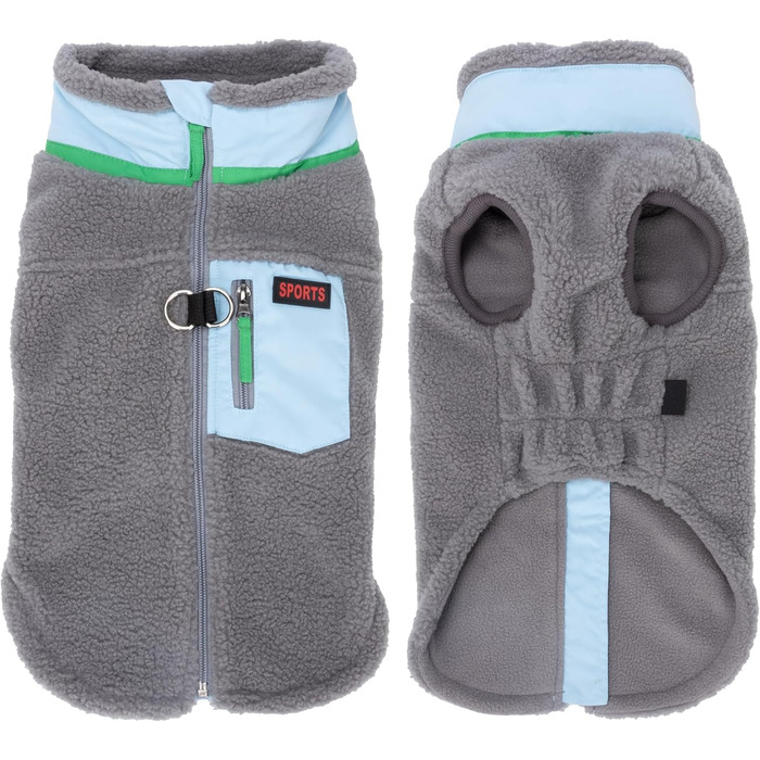 Зимова куртка для собак FeiaX Ware з флісу, тепла жилетка для собак з кільцем D, одяг для собак, варіація для маленьких та середніх собак (Сірий, L)
