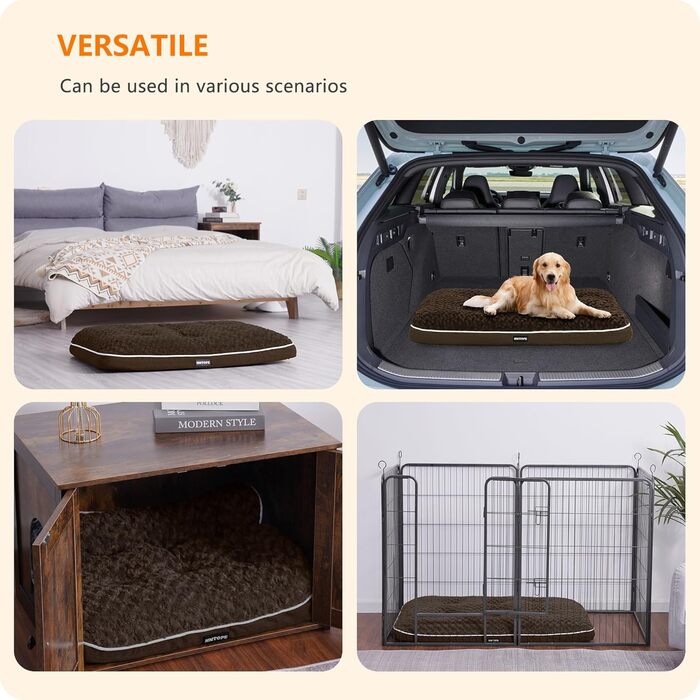 Ортопедичне ліжко для собак, матрац для собак з двошаровим дизайном, миється, знімний кошик для собак, 105 см для середніх собак, коричневий L 105 x B 69 x H 12 см Коричневий