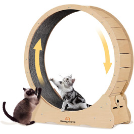 Ляльковий біговий диск для котів Homegroove, 113 см, XL, натуральне дерево, для зниження ваги та здоров'я