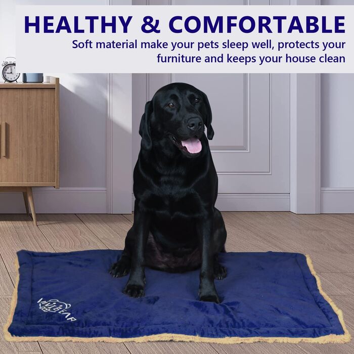Килимок для собак, ліжко для великих собак Comfy - миючий, плюшевий, стильний, 110x70 см, блакитний