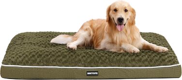 Ортопедичне ліжко для собак, килимок для собак з двоярусним дизайном, миється, знімний кошик для собак, 90 см для маленьких та середніх собак (105 x 69 x 12 см, оливковий)