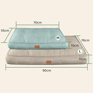 Килимок для собак Pettidot 70x55 см, зелений, знімний чохол, лежанка для собак середніх та маленьких порід