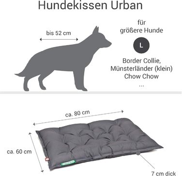 Ортопедичне собаче ліжко Doctor Bark Urban - для великих собак, 80x60 см, сірий колір, Made in Germany. Миється до 95°C.