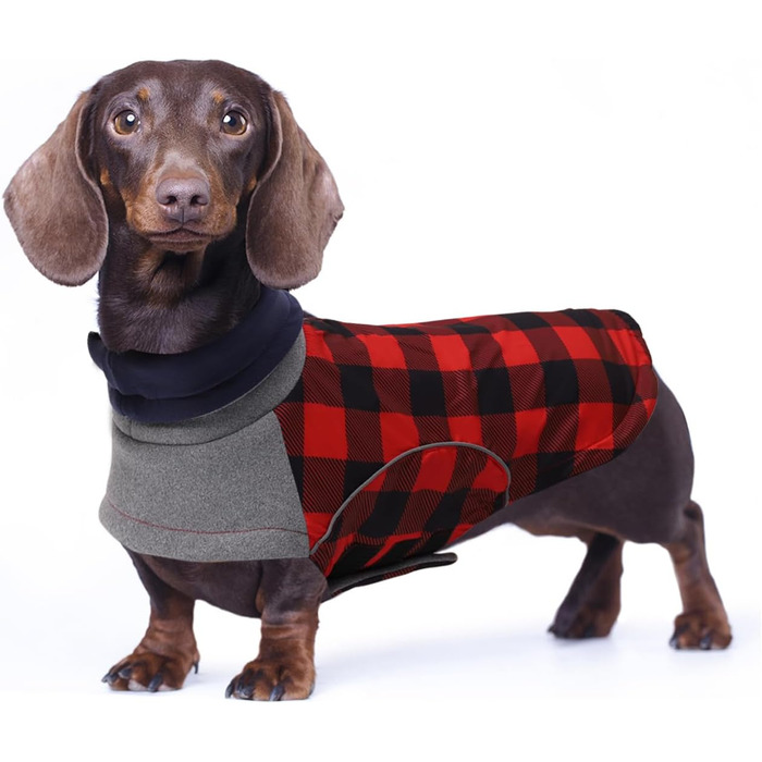 Водонепроникна зимова куртка для маленьких собак, мініатюрний джек-рассел, куртка для собак з отвором для повідка, ідеальна для прогулянок, походів, кемпінгу, червоний клітка, розмір XS