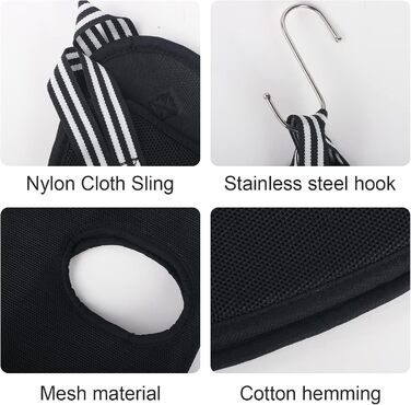 Гамак для собак з S-гачками. Гамак для собак та котів, грумінг, догляд за шерстю, купання (Чорний, до 35 кг)