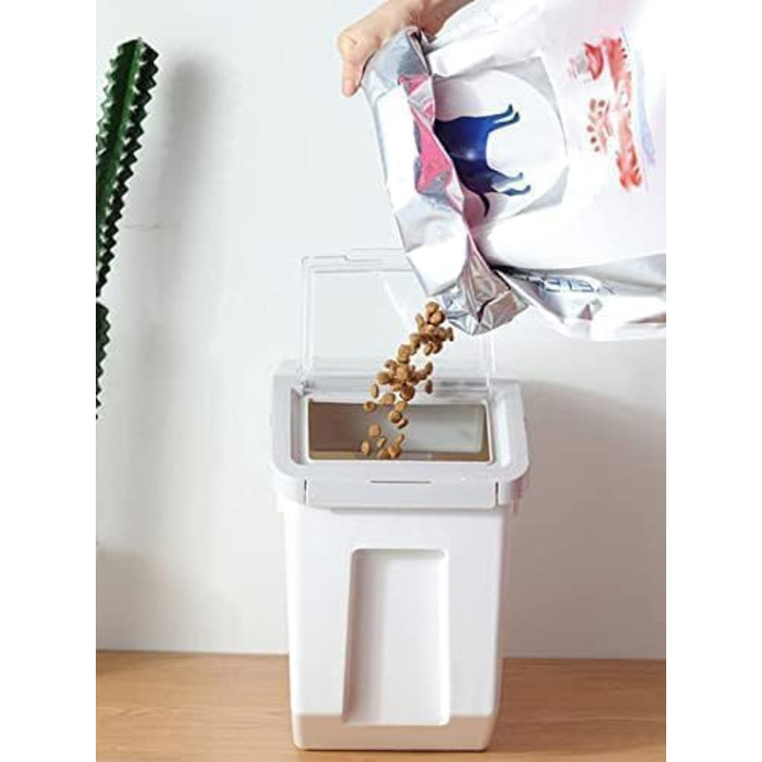 Контейнери для зберігання корму для тварин RUIAN, 2 шт. (сірий, рожевий, зелений) - ємності для сухого корму, зерна, рису, борошна з мірним стаканчиком та лопаткою на коліщатках