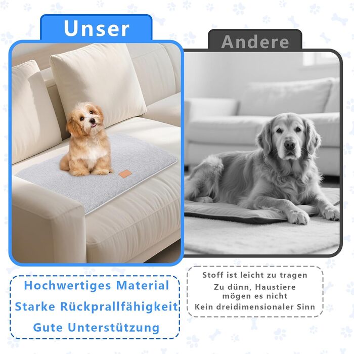 Килимок для собак, неслизький, миючий, для активного відпочинку, знімний чохол, для маленьких, середніх та великих собак, теплий взимку та прохолодний влітку, сірий, XXL (105 x 68 x 4,5 см)