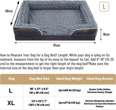 Ортопедичне ліжко для собак з піною з пам'яті, знімний, пральний чохол, подушка-гніздо, неслизький килимок та водонепроникний вкладиш. Ліжко для собак з високим бортиком (91*69 см)