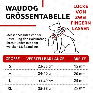 Водонепроникний нашийник для собак WAUDOG: великі, середні та малі породи, регульований, металевий замок, 31-49 см, ширина 25 мм, світловідбиваючий