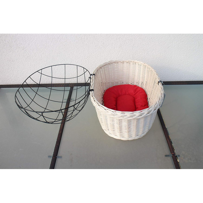 Корзина для велосипеда Marcus Hundefahrradkorb для руля з лози з металевою сіткою та подушкою, корзина для собак, корзина на кермо, корзина для покупок, натуральний (XXL з подушкою)