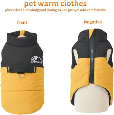 PETCUTE Зимовий одяг для собак, тепла водонепроникна куртка для маленьких, середніх та великих собак, одяг для домашніх тварин з отвором для повідка, ідеально підходить для зими, осені та весни (XL, жовтий)