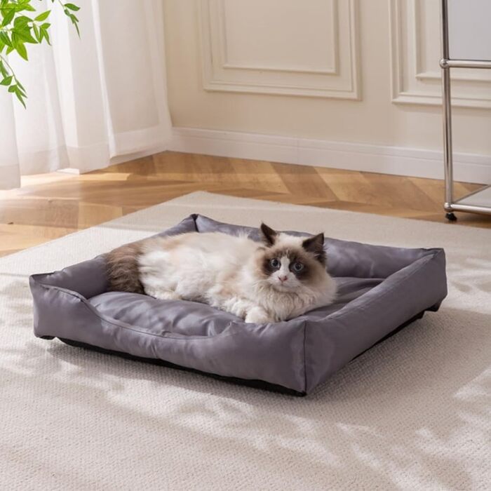 Водонепроникне собаче ліжко M&Catree, прямокутне, миється, м'яке, для собак та котів - темно-сірий (Basic), розмір L: 50*60*7 см