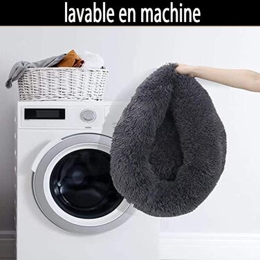 Кругле собаче ліжко-гніздо XL з ортопедичної піною Memory Foam. М'яке, антистресове, для великих та середніх собак. Темно-сірий колір.