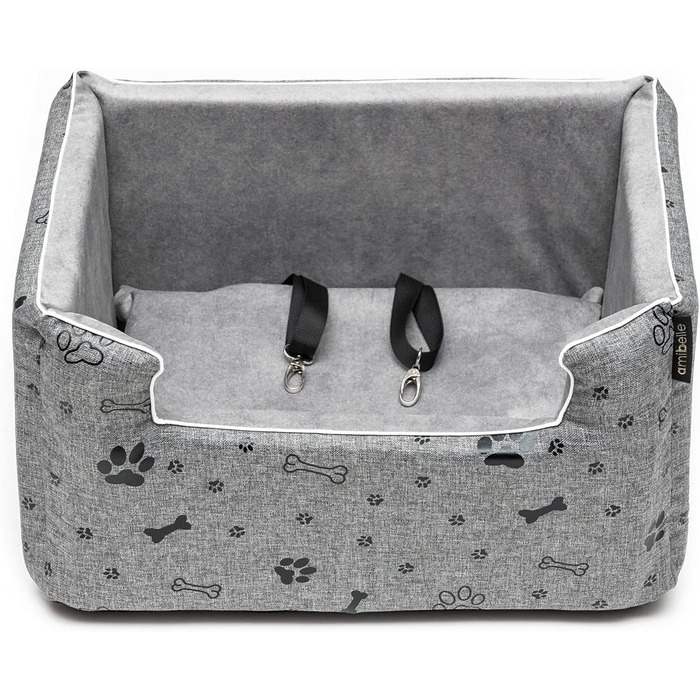 Автокрісло для собак Boutique Zoo | Зручне автокрісло для собак, котів та інших домашніх тварин | Для заднього сидіння, пасажирського сидіння | Автоматичне ліжко для собак, сумка-переноска | Поліестер, еко-замша | Колір: | Розміри: (L (57x50 см), Сірий / 