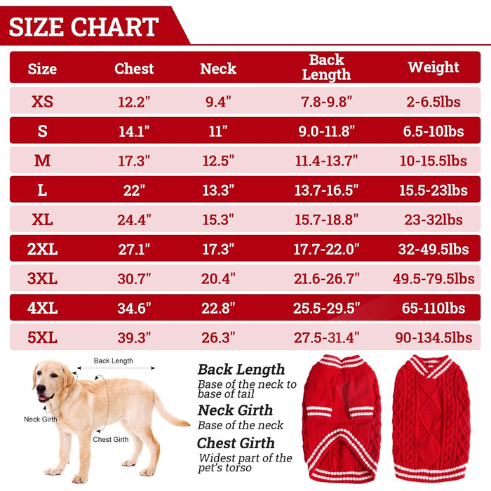 Теплий собачий светр LiebeDD з V-подібним вирізом для маленьких та середніх собак, червоний (M)