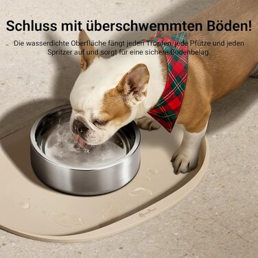 Підкладка під миску для котів DownyPaws, силіконова, 45 x 32 см, бежева - протиковзна, легко миється, BPA-free