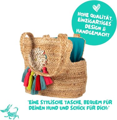 Сумка для собак Dog with a Mission Woodstock: містка переноска для маленьких собак та цуценят, сумка для вигулу, сумка на пляж, джут, 41 x 20 x 30 см