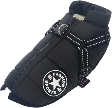 Зимовий жилет для собак Ectkuee з кріпленням для повідка, водонепроникний, з відбиваючими смугами, машинне прання, розмір M, чорний, зелений