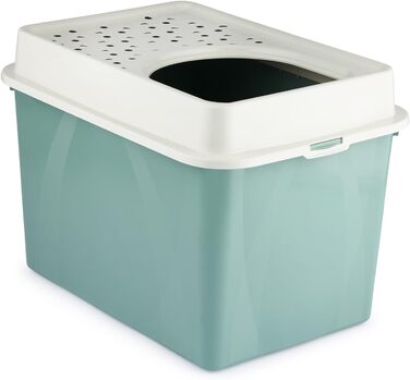 Rotho MyPet Eco Berty: туалет для котів з верхнім входом, пластик (перероблений PP), бежевий/білий, 57.2 x 39.3 x 40.4 см