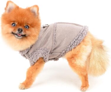 Тепла куртка для собак та котів SMALLLEE_LUCKY_STORE з флісовою підкладкою, зимовий одяг з кільцем D, для маленьких собак, чихуахуа, йоркширських терьєрів, тепла куртка сірого кольору, розмір L