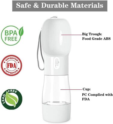 Yiflin 3-в-1 портативна пляшка для собак з мискою та контейнером для корму, дорожня пляшка-дозатор для прогулянок, походів та пиття