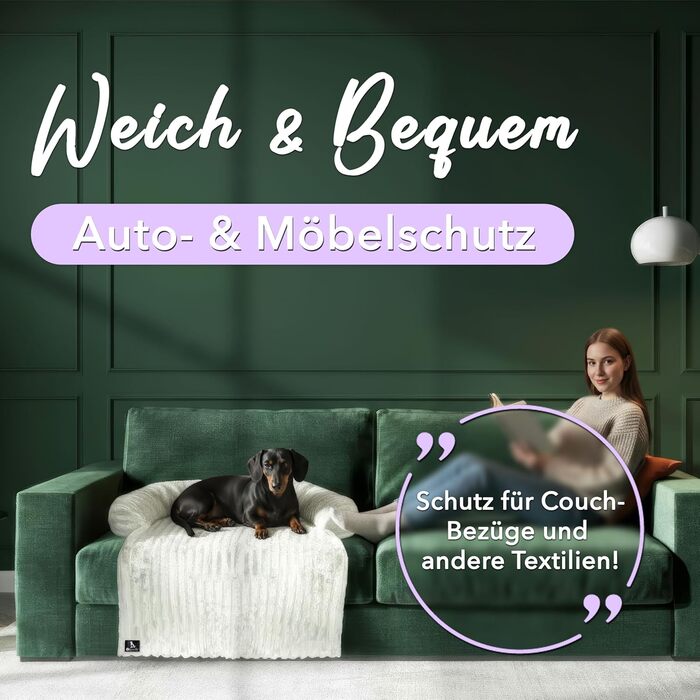 Захисний лежак для собак на диван, плюшевий коврик для собак, захисний чохол для дивана, водовідштовхувальний, можна прати, знімний чохол, колір: (слонова кістка, M - 102x85x12 см)