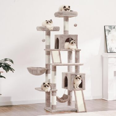 Комплекс для котів Kratzbaum GCT032W (180 см, коричневий): кігтеточка, будиночок, майданчик для великих котів