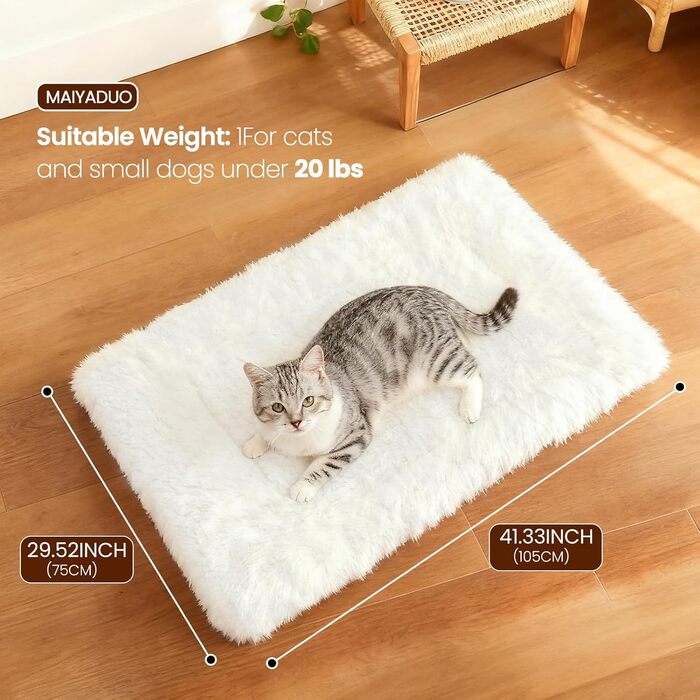М'яке ліжко для котів, 60x45 см, плюшеве, для маленьких собак та котів, 2-в-1, ліжко-подушка, ліжко-лежанка, гніздо (XL:105x75 см)