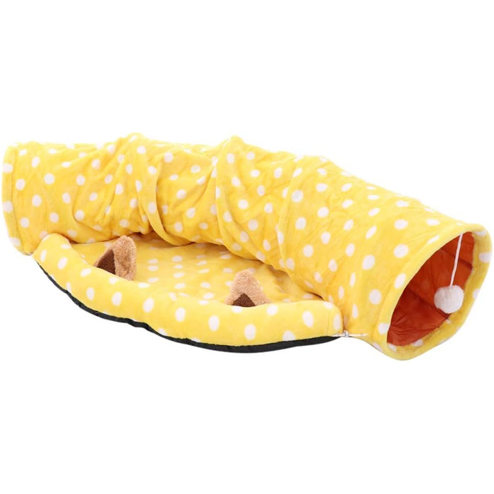 Туннель-ліжко для котів Tubayia, жовтий - іграшка-лежанка для домашніх тварин