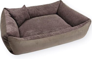 4L Textil Teo: М'яке ліжко для собак, корзина для собак середнього розміру, знімний та пральний чохол (100x80 см, Коричневий)