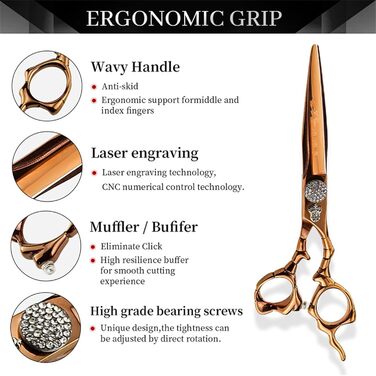 Набір професійних ножиць для грумінгу собак 6 дюймів: прямі та розріджуючі ножиці з японської сталі